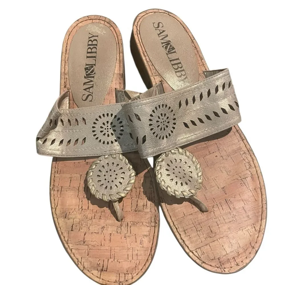 Sam & Libby Women's Taupe Cutout Sandals size 9 like new